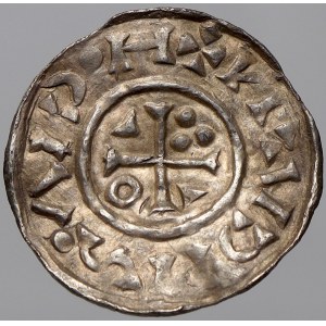 Bavorsko. Jindřich II. (1002-1024). Denár – Neuburg (1,57 g). Hahn-1976-85a. zvlněný