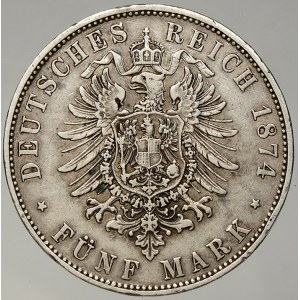 Bavorsko. Ludvík II. (1864-86). 5 M 1874 D