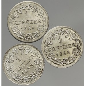Bavorsko. 1 krejcar 1863, 1865, 1869