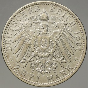 Bavorsko. 2 M 1891 D. KM-913. škry