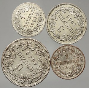 Bavorsko. Konvolut drobných bavorských stříbrných nominálů 1849-1863