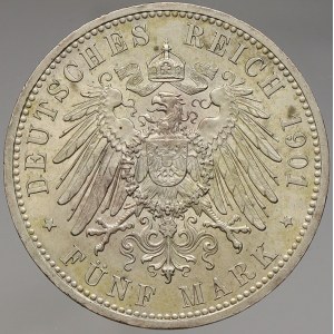 Prusko. 5 M 1901 „200 let království“. KM-526