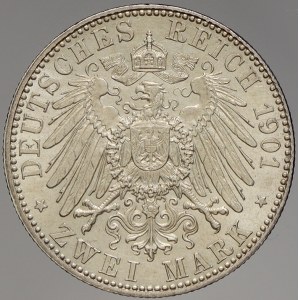 Prusko. 2 M 1901 „200 let království“. KM-525