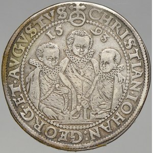 Sasko. Kristian II. + Johann Georg + August (1591-1611). Tolar 1593 HB. Dav.-9820