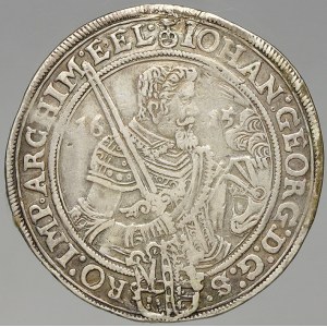 Sasko. Johann Georg I. + August (1611-15). Tolar 1615. KM-44. stopa po uchycení