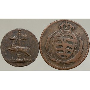 Sasko. III pfennig 1807 H, 1 pfennig 1722