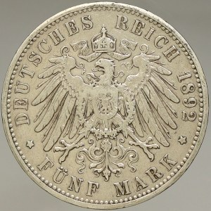 Würtemberg. Wilhelm II. (1891-1918). 5 M 1892 F. KM-632