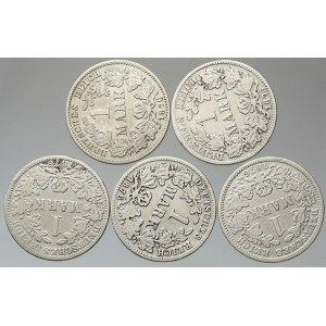 Drobné mince císařství po r. 1871. 1 M 1876 A, C, G, H, J