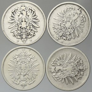 Drobné mince císařství po r. 1871. 1 M 1881 A, E, F, J