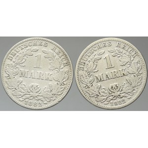 Drobné mince císařství po r. 1871. 1 M 1882 G, J. 1 x škr.
