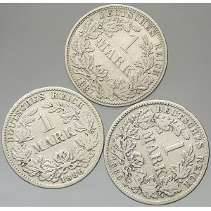 Drobné mince císařství po r. 1871. 1 M 1886 E, F, 1887 A