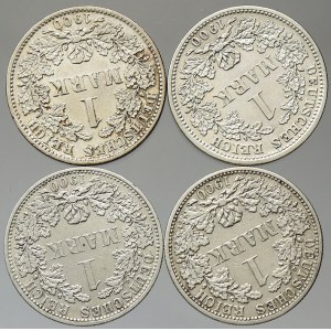 Drobné mince císařství po r. 1871. 1 M 1900 A, D 2x, F