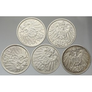 Drobné mince císařství po r. 1871. 1 M 1901 A, D, F, G, J