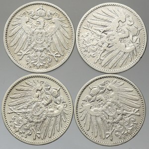 Drobné mince císařství po r. 1871. 1 M 1903 A, D, E, F