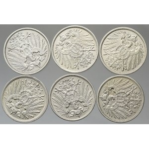 Drobné mince císařství po r. 1871. 1 M 1908 A, D, E, F, G, J