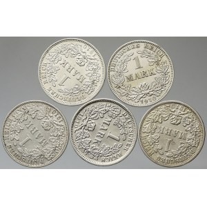 Drobné mince císařství po r. 1871. 1 M 1910 A, D, E, F, J