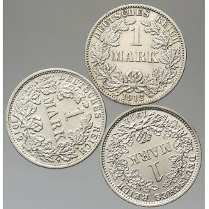 Drobné mince císařství po r. 1871. 1 M 1912 A, E, F