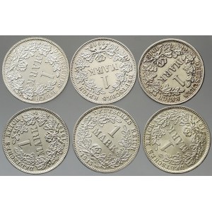 Drobné mince císařství po r. 1871. 1 M 1915 A, D, E, F, G, J