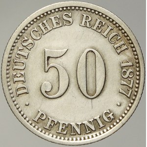 Drobné mince císařství po r. 1871. 50 pf. 1877 C 