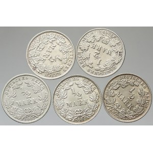Drobné mince císařství po r. 1871. ½ M 1907 A, D, E, G, J