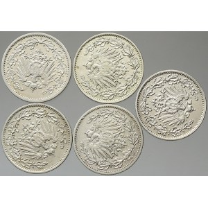 Drobné mince císařství po r. 1871. ½ M 1909 A, D, F, G, J