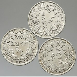 Drobné mince císařství po r. 1871. ½ M 1911 A, E, F
