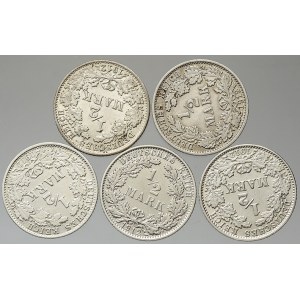 Drobné mince císařství po r. 1871. ½ M 1912 A, D, E, F, J