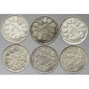 Drobné mince císařství po r. 1871. ½ M 1915 A, D, E, F, G, J