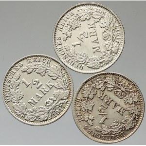 Drobné mince císařství po r. 1871. ½ M 1917 A, D, E