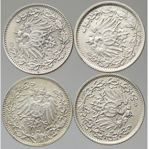 Drobné mince císařství po r. 1871. ½ M 1918 A, D, E, F