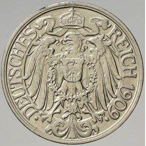 Drobné mince císařství po r. 1871. 25 pf. 1909 A