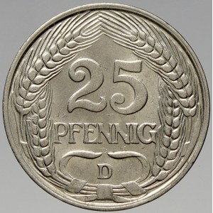 Drobné mince císařství po r. 1871. 25 pf. 1910 D