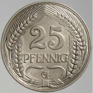 Drobné mince císařství po r. 1871. 25 pf. 1910 G