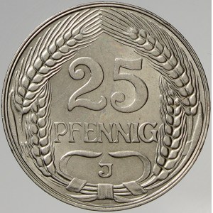 Drobné mince císařství po r. 1871. 25 pf. 1910 J