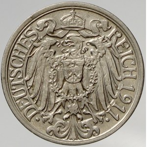 Drobné mince císařství po r. 1871. 25 pf. 1911 E
