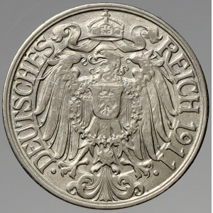 Drobné mince císařství po r. 1871. 25 pf. 1911 G