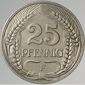 Drobné mince císařství po r. 1871. 25 pf. 1912 F