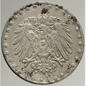 Drobné mince císařství po r. 1871. 10 pf. Fe 1916/7 F, přeražené datum chyboražba? dr. st. koroze