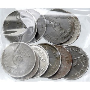 Drobné mince císařství po r. 1871. 5 pf. Fe 1915 A, D, E, F, G, 1916 A, E, F, G, J. dr st. koroze