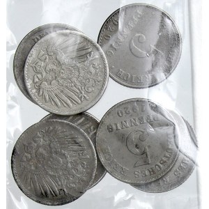 Drobné mince císařství po r. 1871. 5 pf. Fe 1919 A 2x, E, 1920 A, G. 2x šp. čitelná
