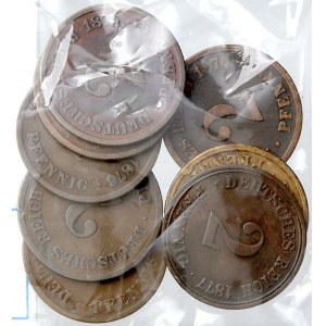 Drobné mince císařství po r. 1871. 2 pf. 1876 A, B, C, D, E, F, G, 1877 A