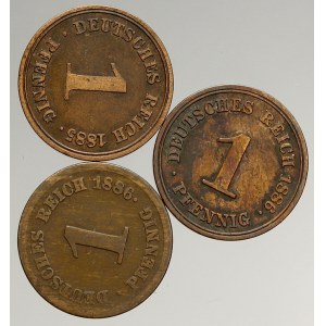 Drobné mince císařství po r. 1871. 1 pf. 1885 A, 1886 A, 1886 E