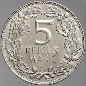 Výmarská republika. 5 RM 1925 E Rheinland. KM-47