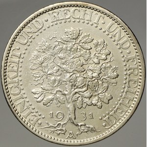 Výmarská republika. 5 RM 1931 A dub. KM-56