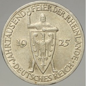 Výmarská republika. 3 RM 1925 A Rheinland. KM-46