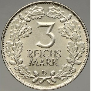 Výmarská republika. 3 RM 1925 D Rheinland. KM-46