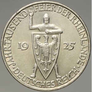 Výmarská republika. 3 RM 1925 D Rheinland. KM-46