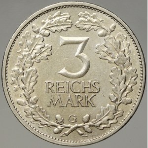 Výmarská republika. 3 RM 1925 G Rheinland. KM-46