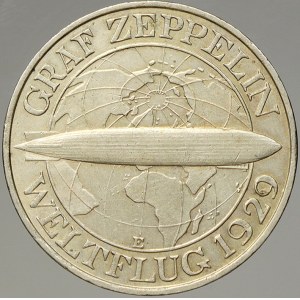 Výmarská republika. 3 RM 1929 E Zeppelin. KM-67
