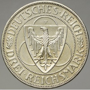 Výmarská republika. 3 RM 1930 F Porýní. KM-70